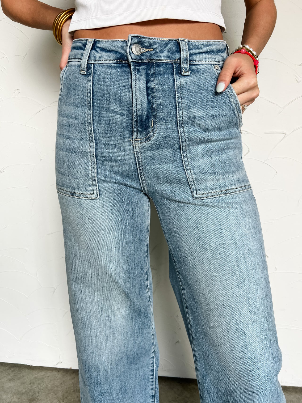 Dreamy Details Wide Leg Cuff Jeans