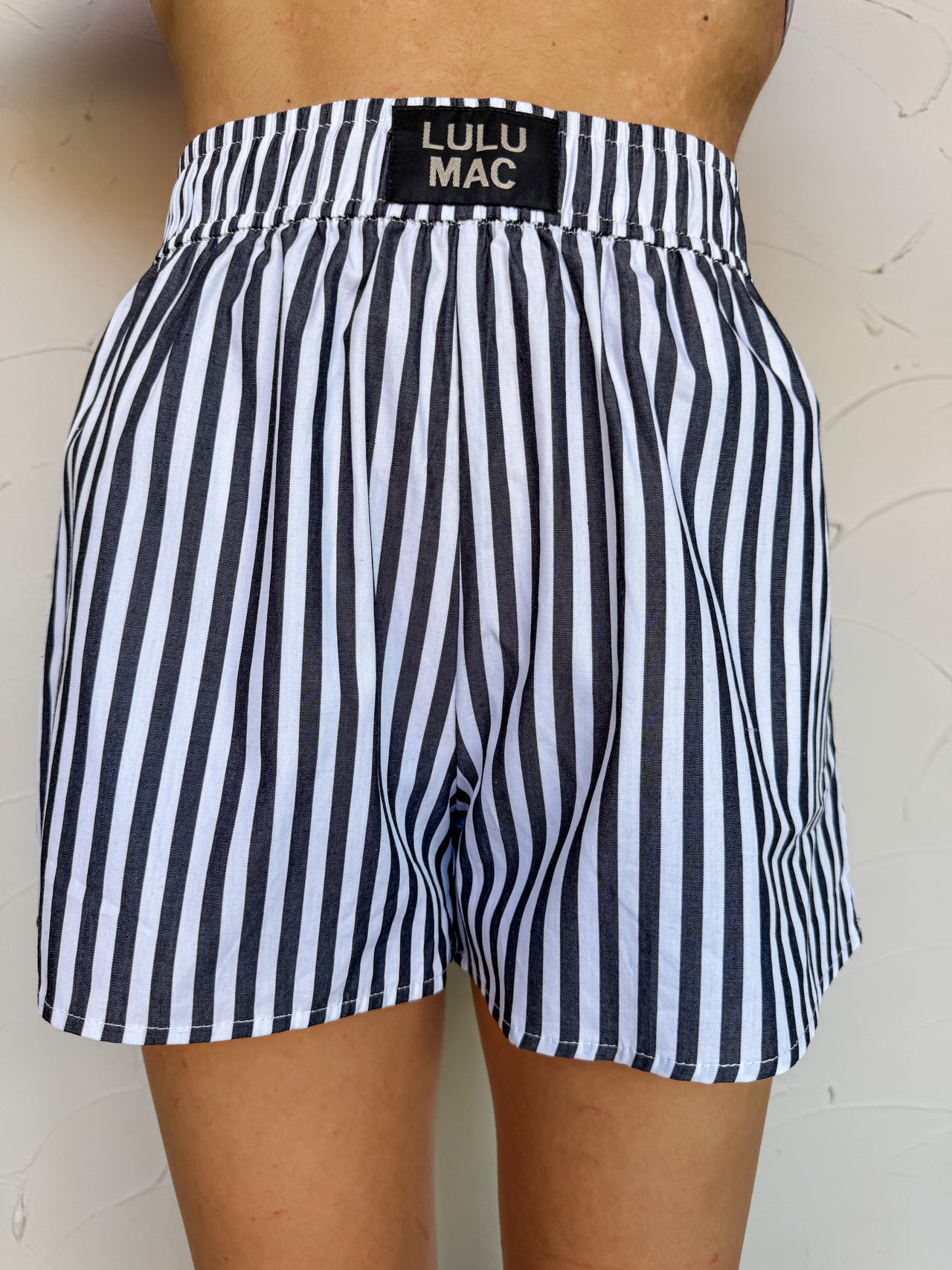 Lulu Mac Boxer Shorts- Black Stripe