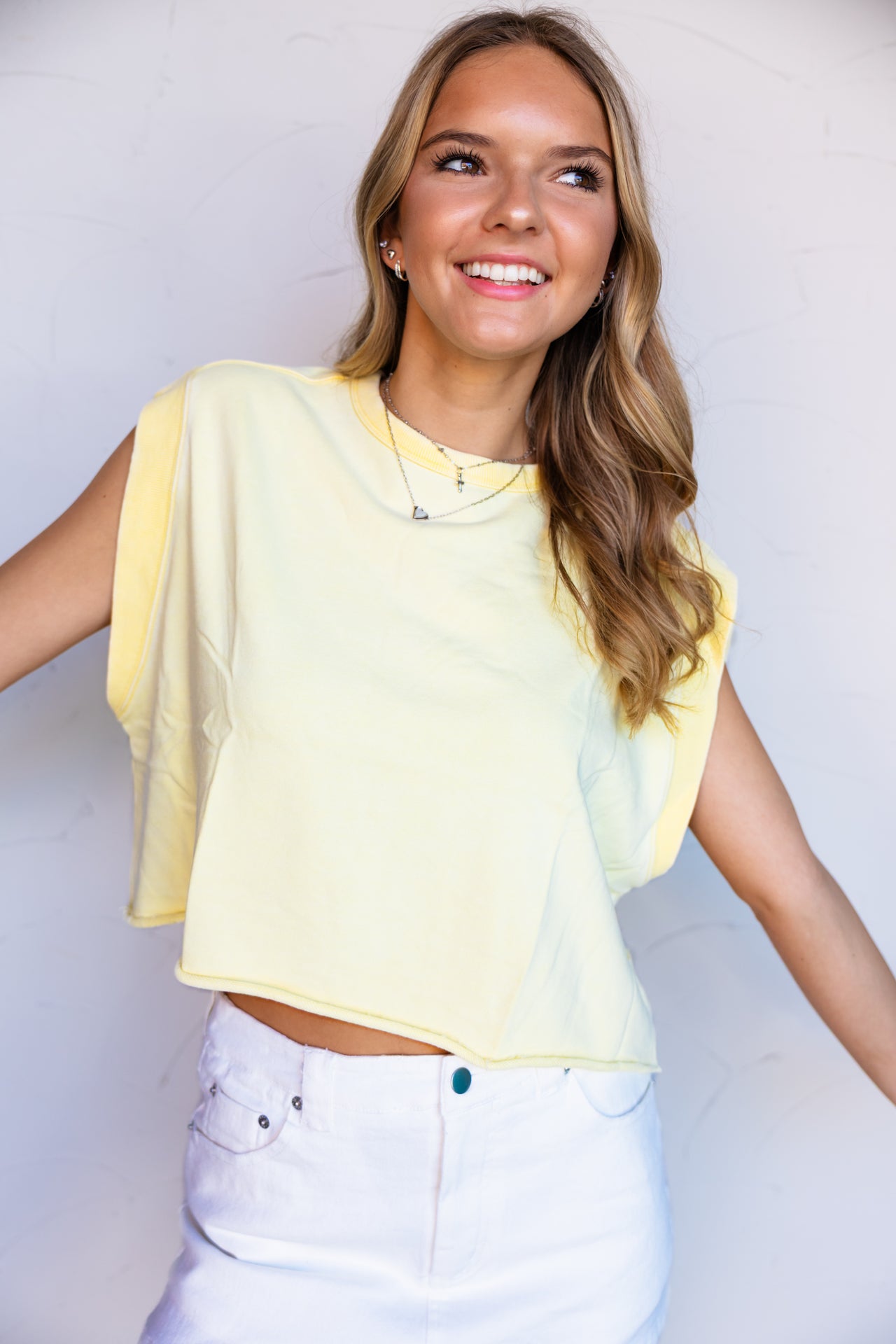 Casual Diva Open Back Top- Yellow