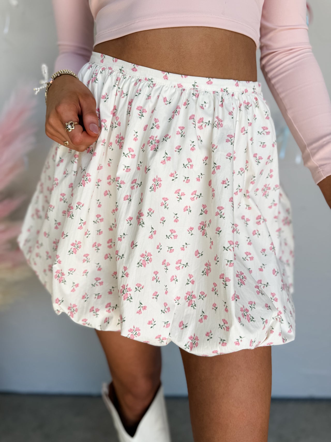 Spring Into Step Poplin Floral Bubble Skirt