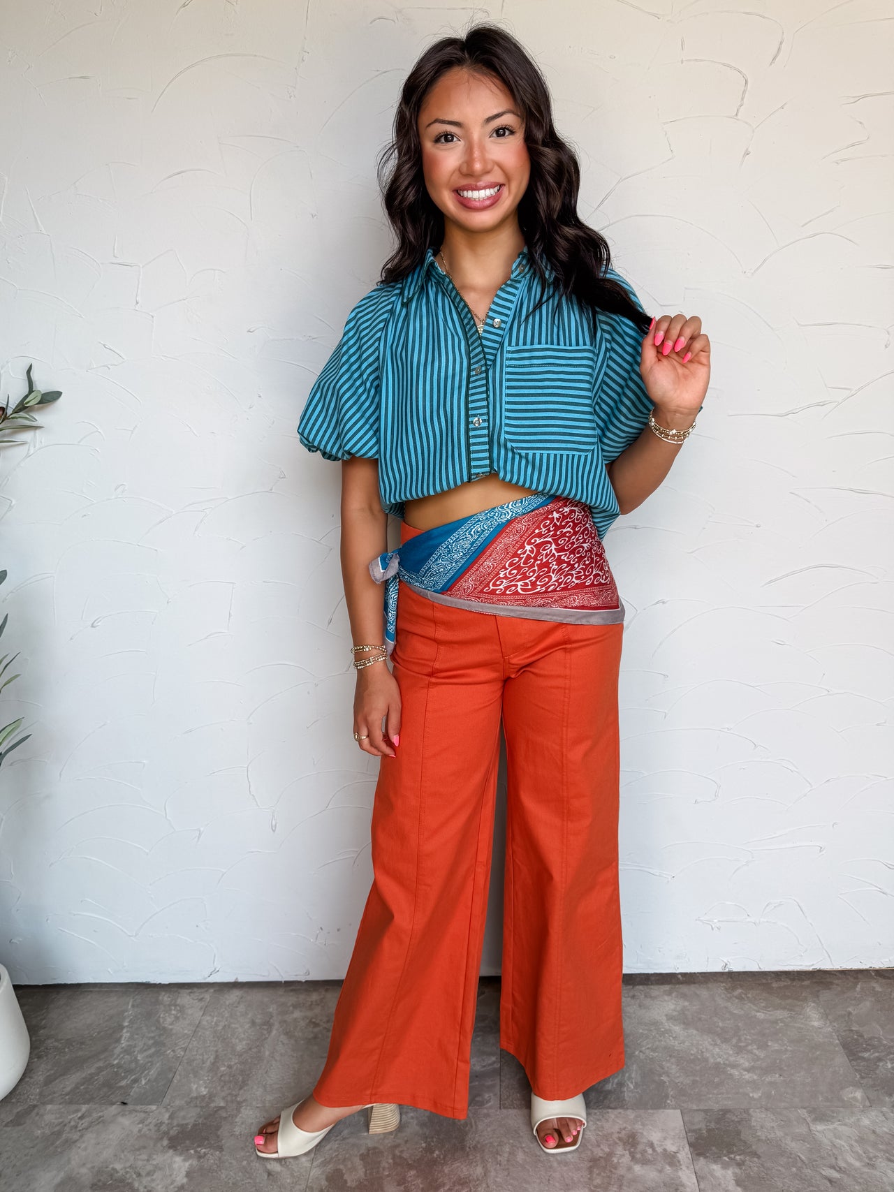 Cabin Fever Stripe Puff Sleeve Top