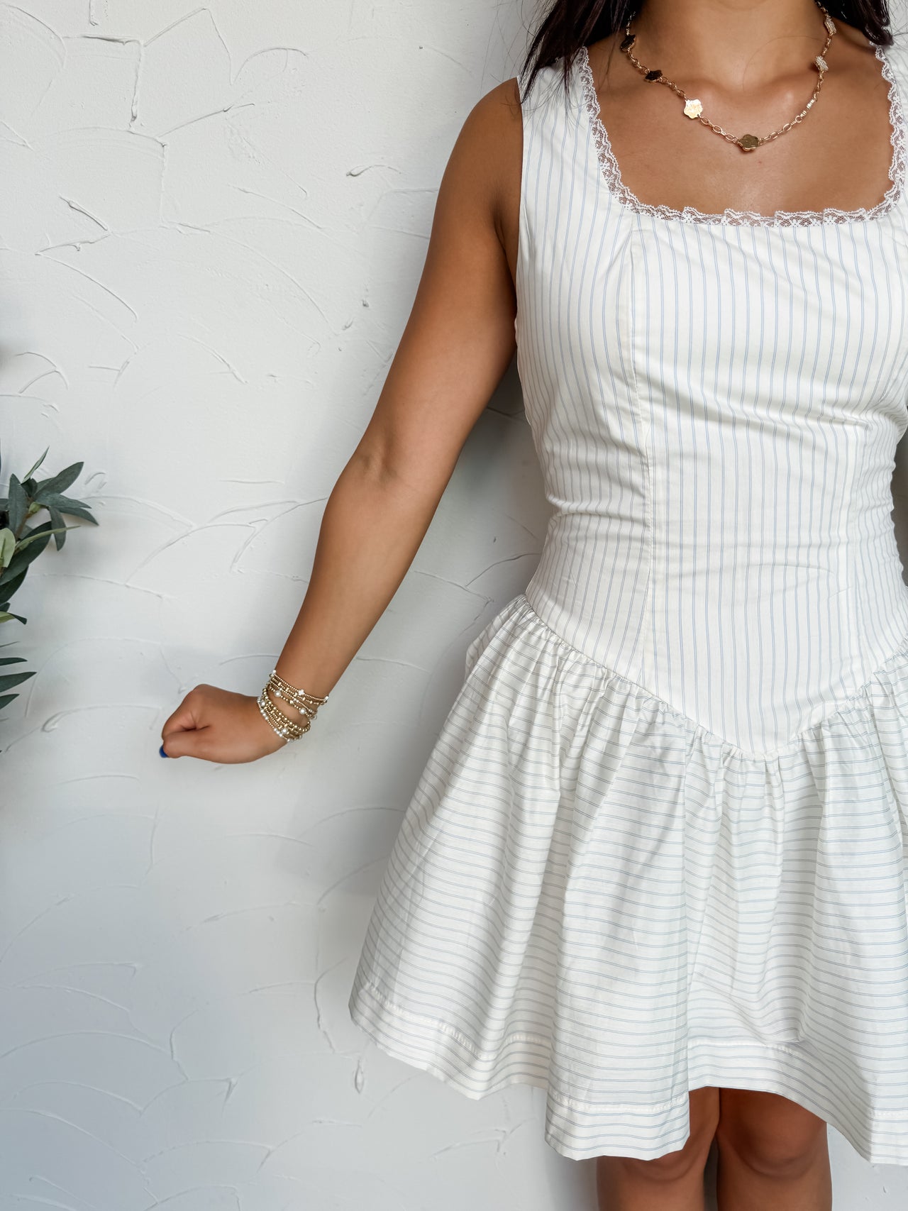 Free To Be Stripe Square Neck Dress