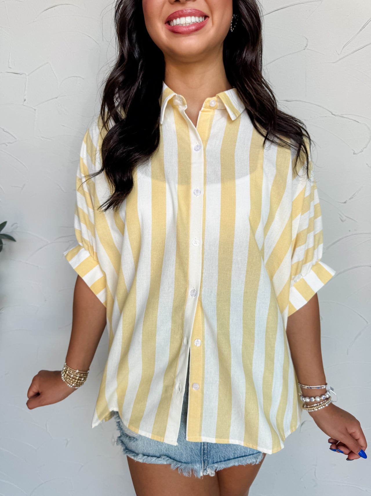 Flirt With Luck Striped Button Down Oversized Top