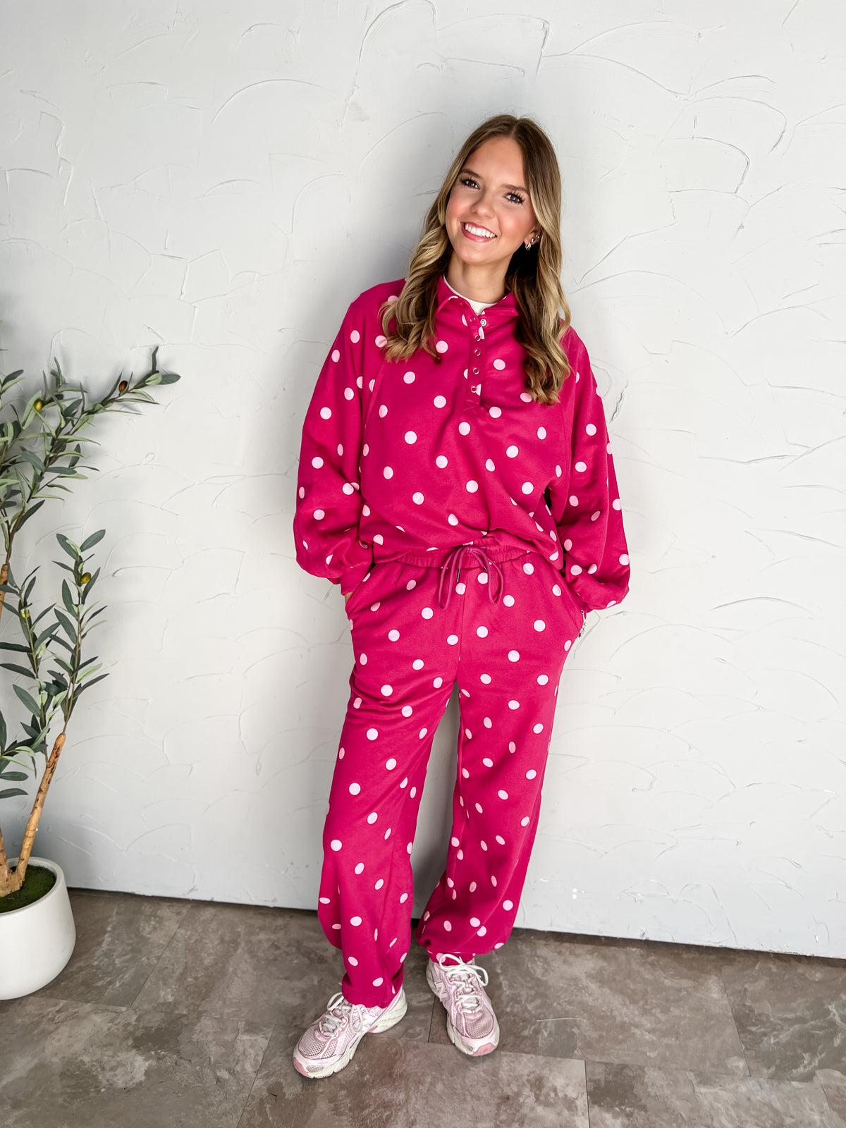 Just Between Us Pink Polka Dot Lounge Set