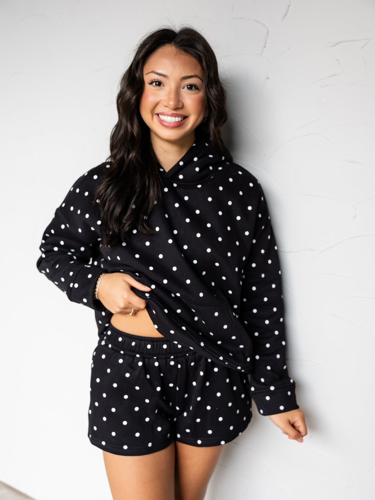 Call Me Cute Polka Dot Set- Black/White