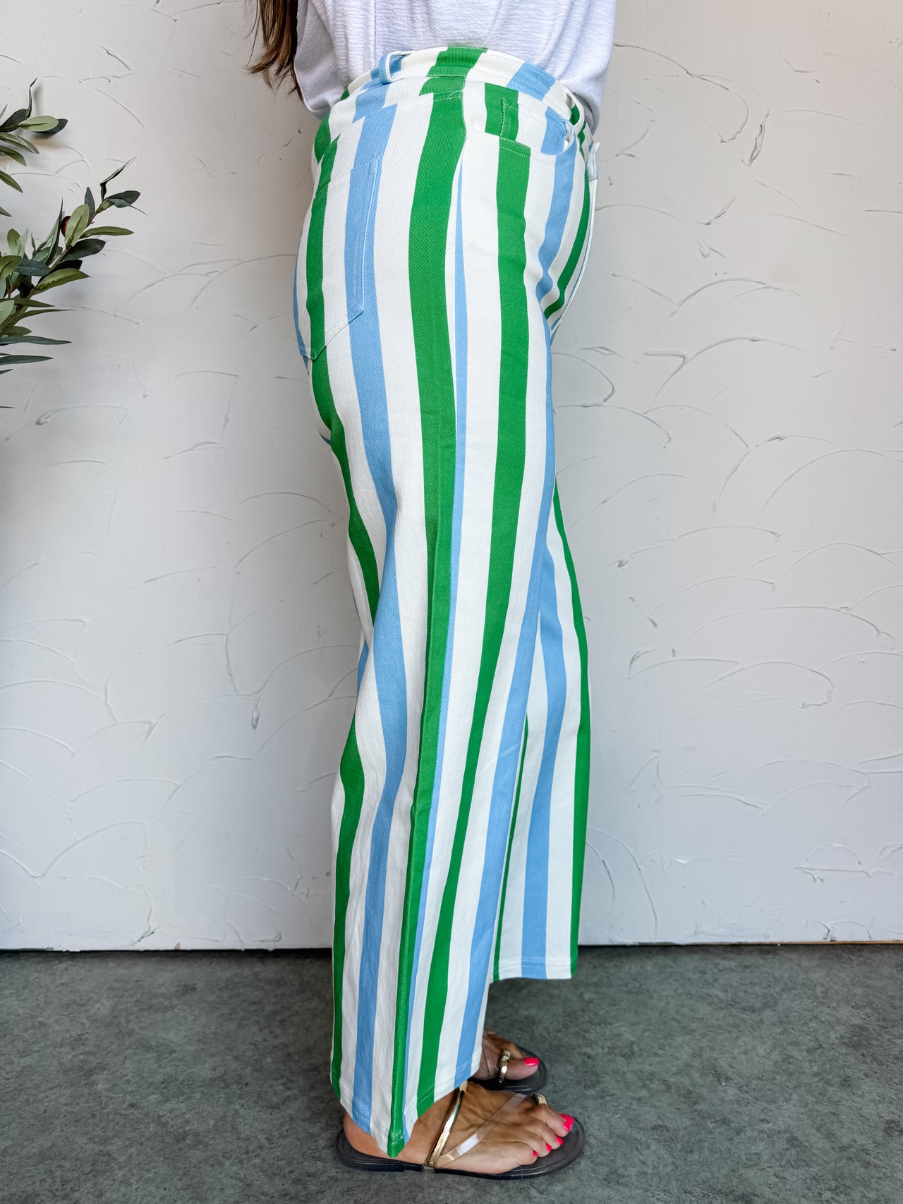 Give It Your All Striped Pants- Blue