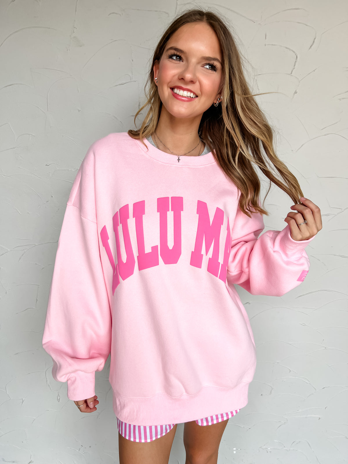 Lulu Mac Puff Sweatshirt- Light Pink/Pink Puff