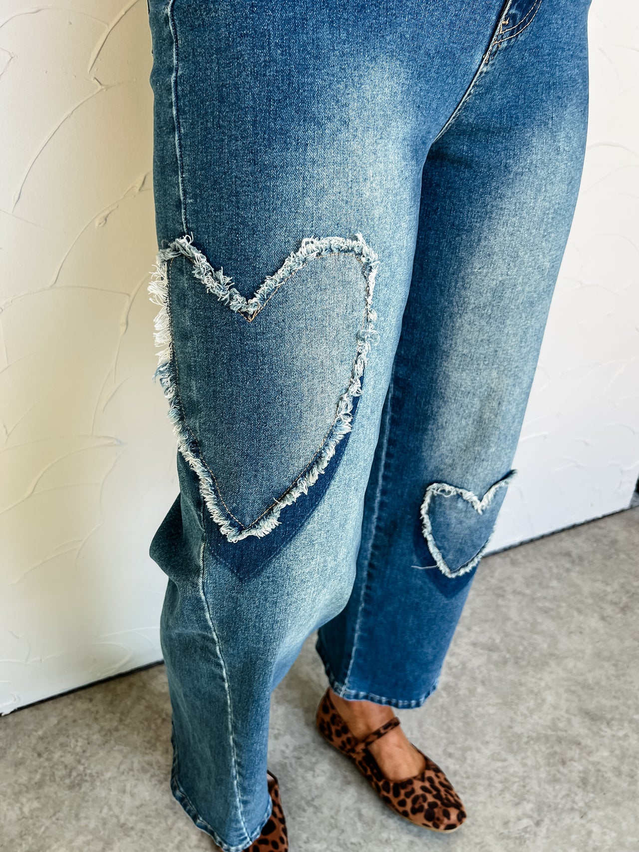 Easy To Love Heart Patch Denim Pants