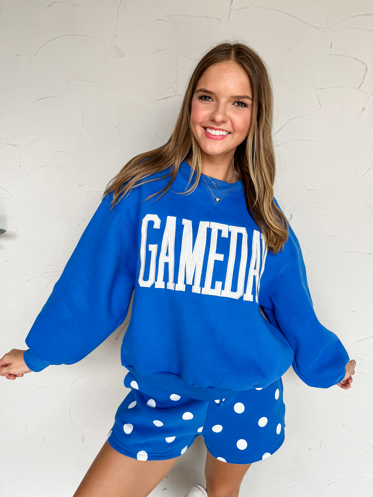 The Heather Gameday Sweatshirt- Cobalt Blue