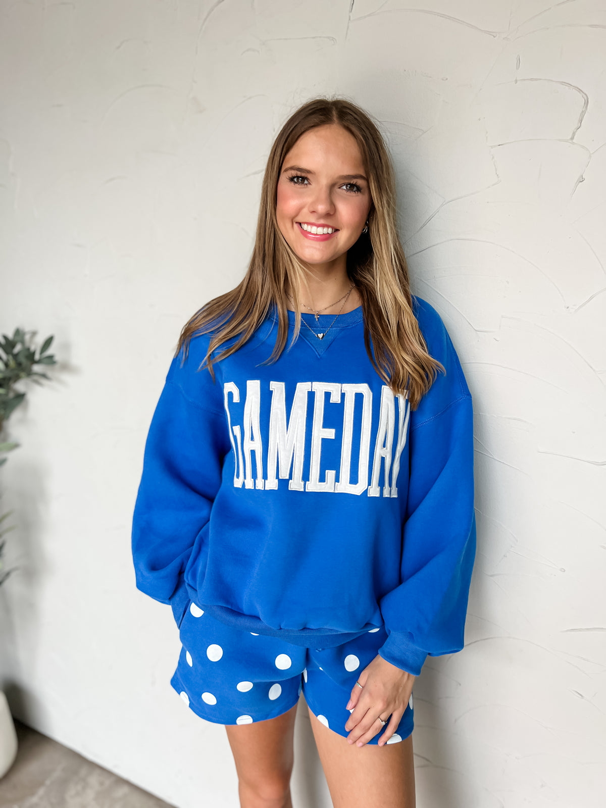 The Heather Gameday Sweatshirt- Cobalt Blue