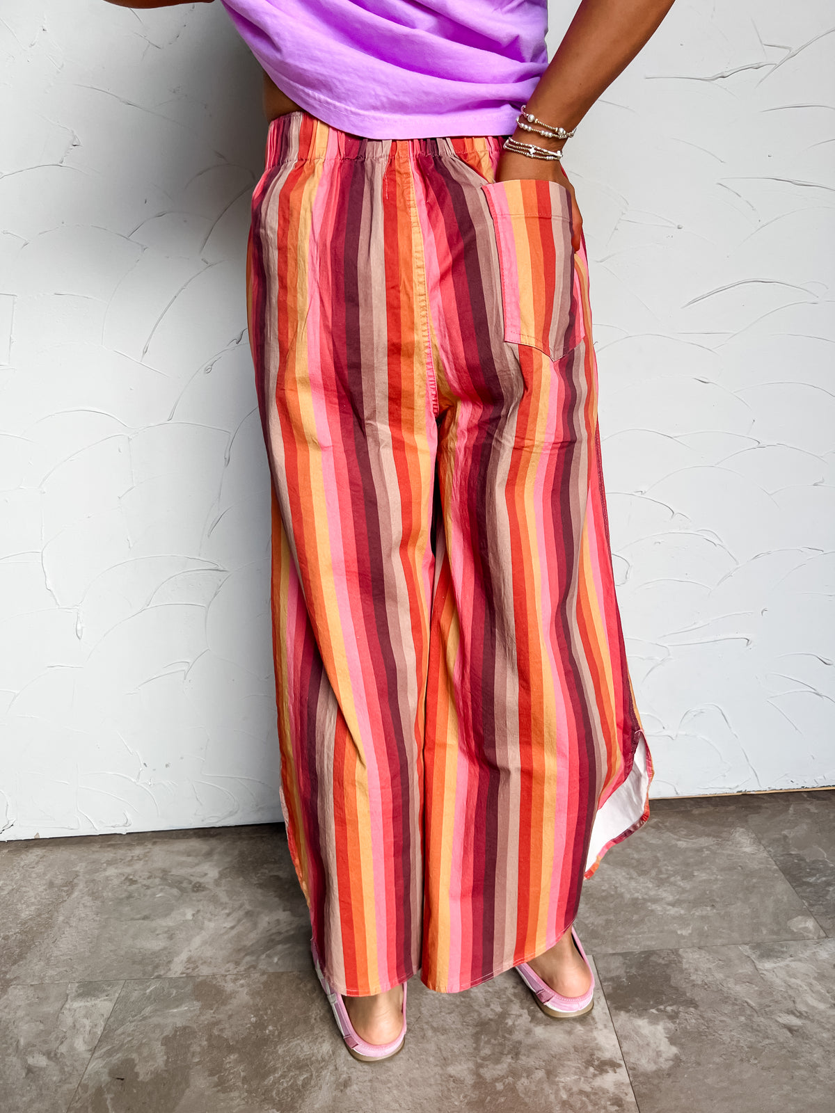 Pocket Of Sunshine Denim Relaxed Jean- Mustard Multi Stripe