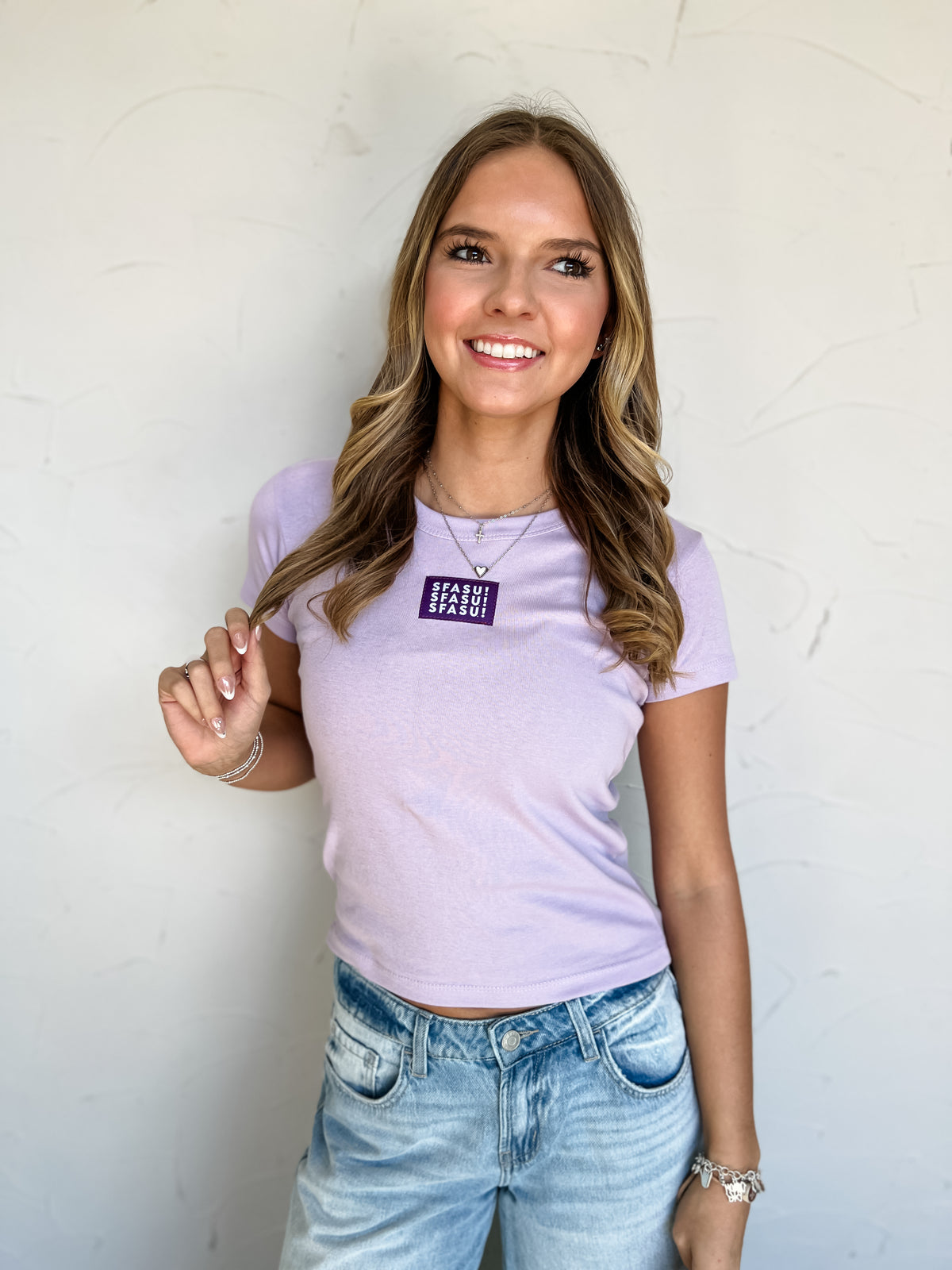 SFASU Patch Baby Tee- Lilac