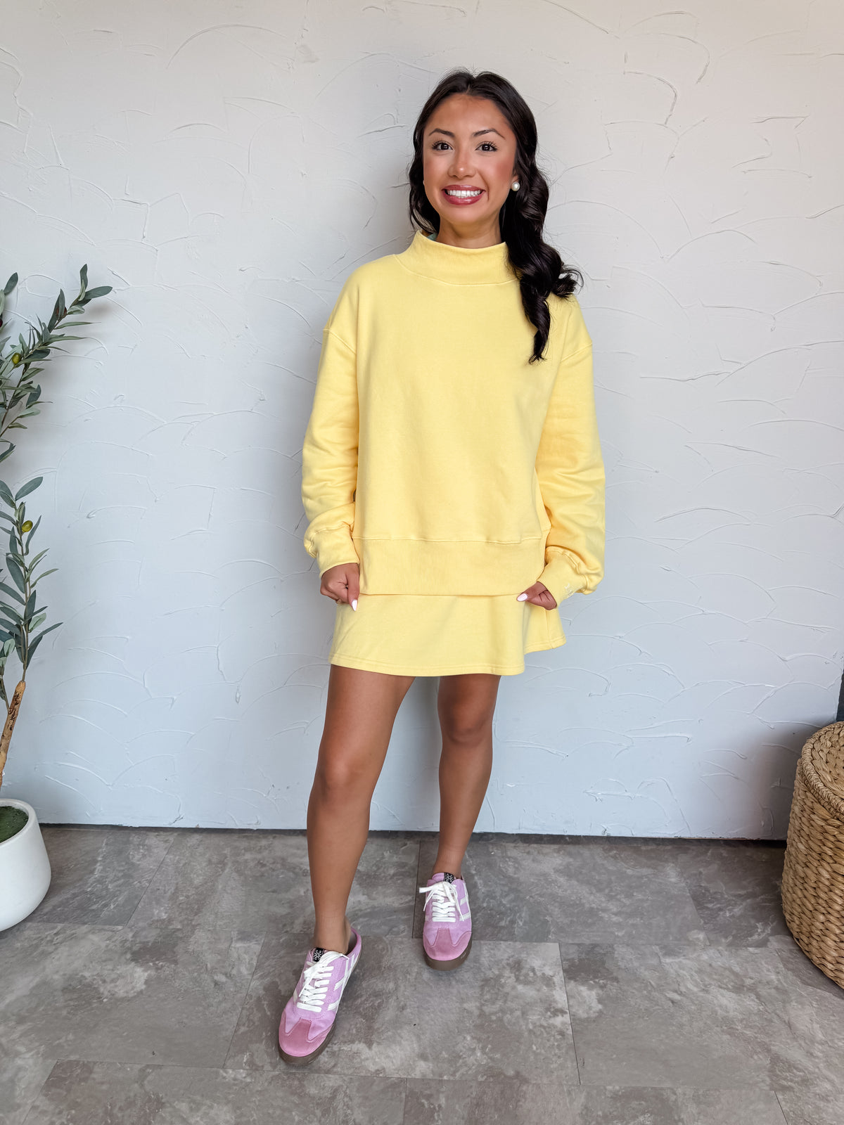 Queen Of Comfort Mock Neck Set- Lemon