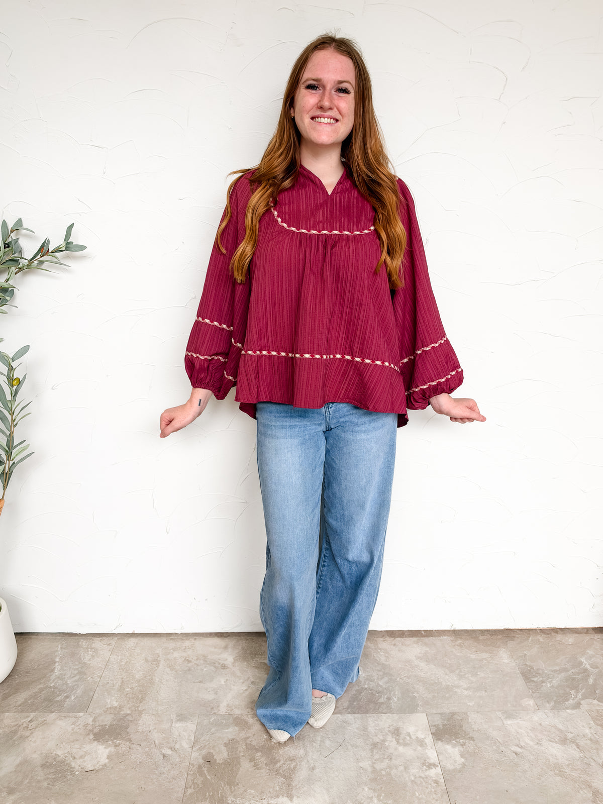 A Secret To Keep V Neck Mandarin Collared Top