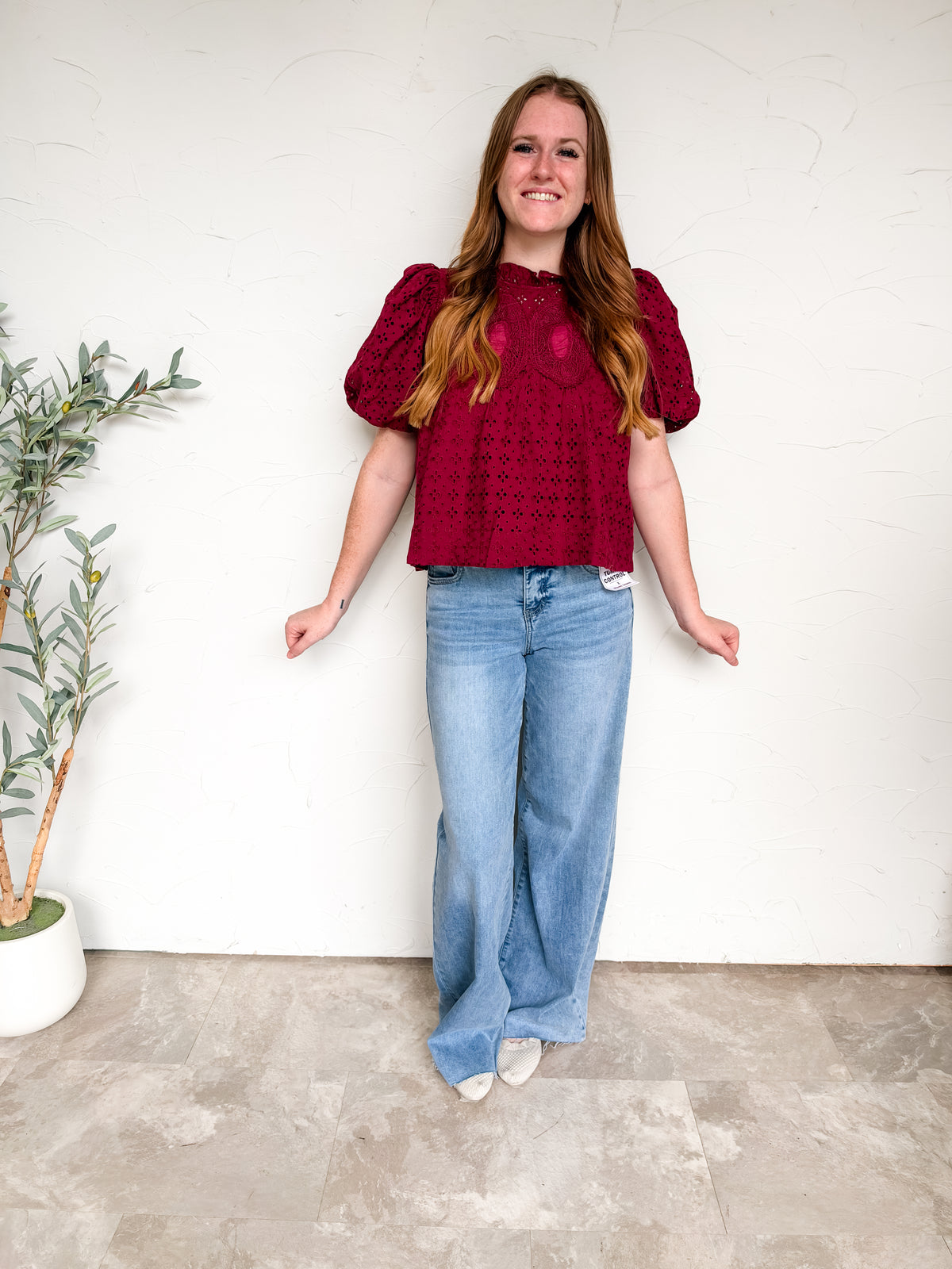 A Lot To Accomplish Puff Sleeve Top- Burgundy