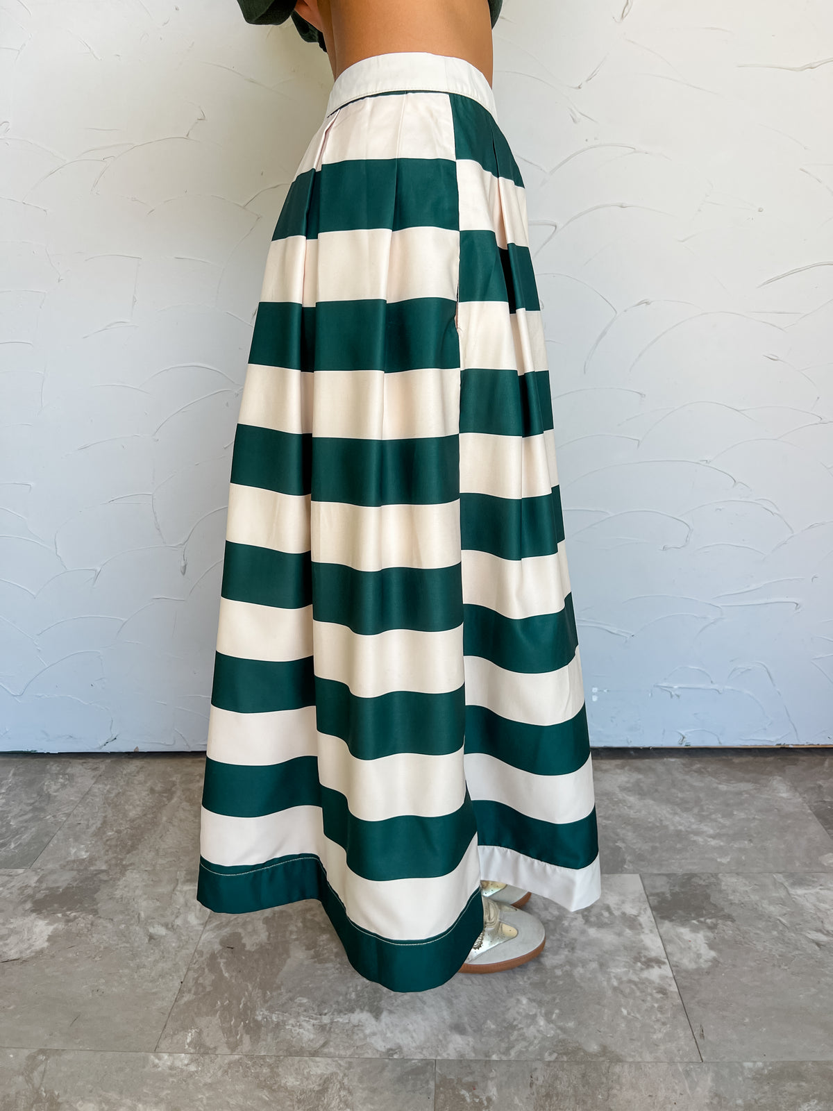 My Gift To You Pleated Striped Midi Length Skirt