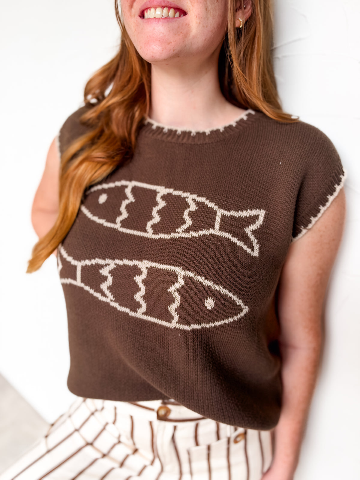 Twin Fish Cap Sleeve Sweater