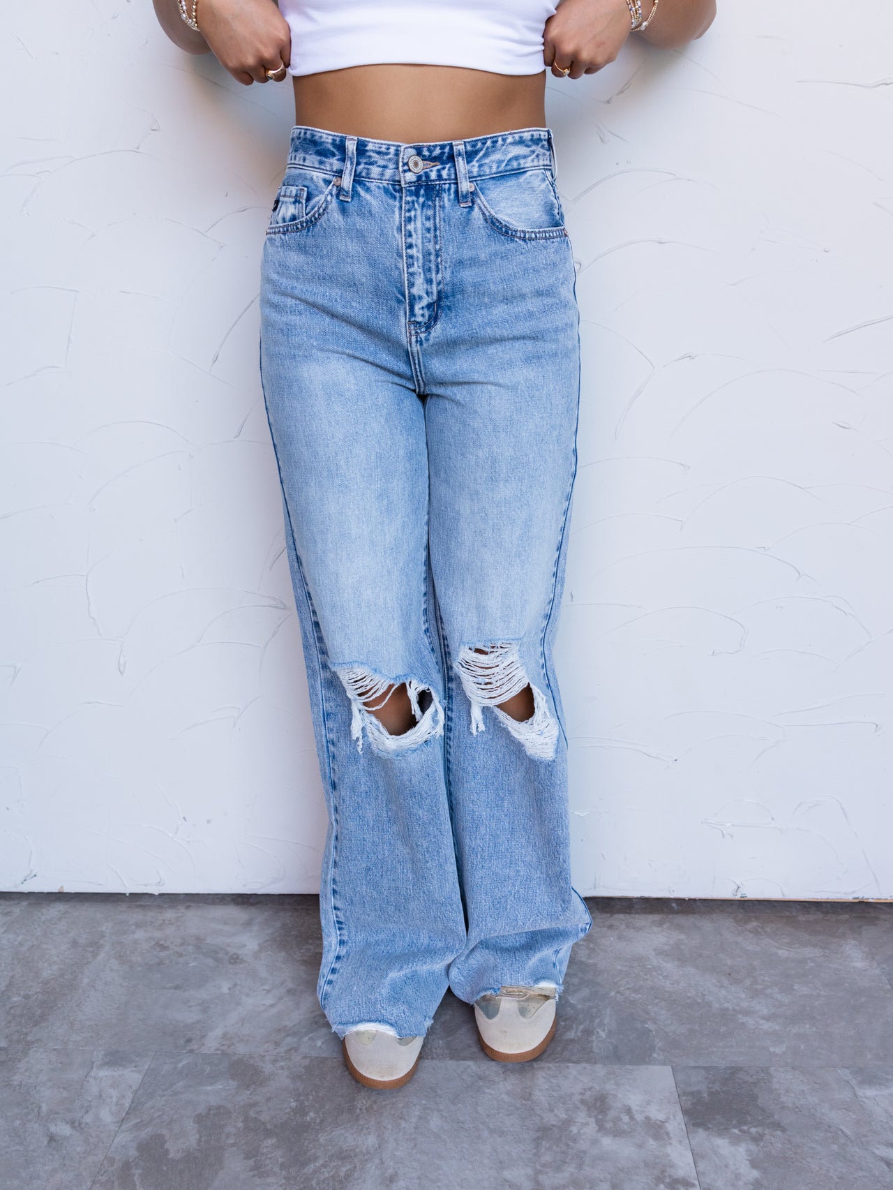 Walk With Me Ultra High Rise Wide Leg Jeans - Medium Wash