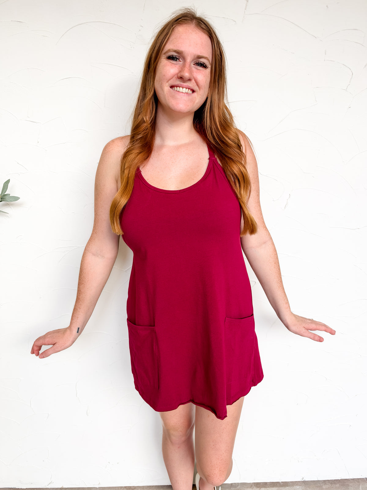 It's The Little Things Romper Lined Dress - Cabernet