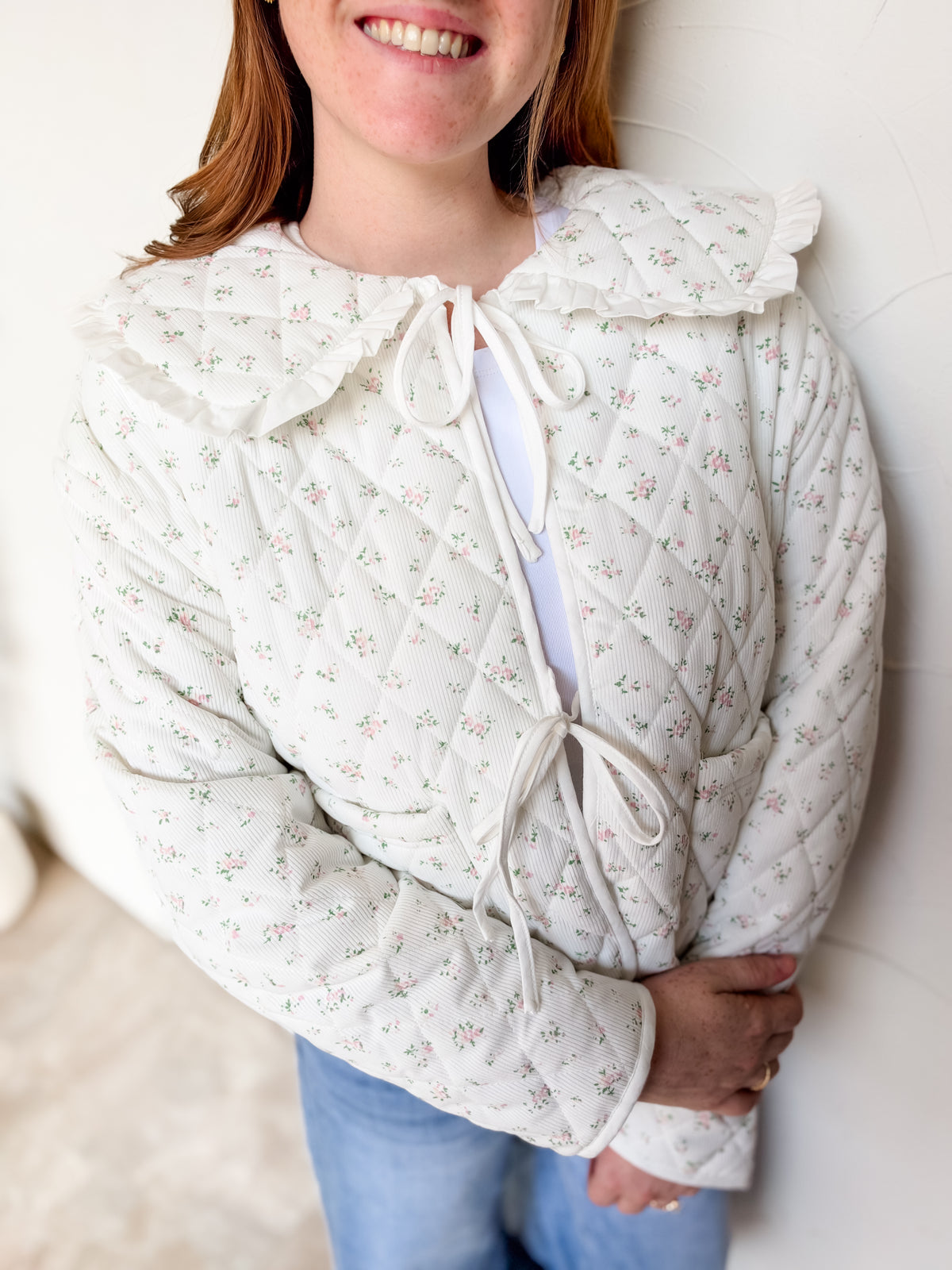 One Of A Kind Floral Corduroy Quilted Jacket