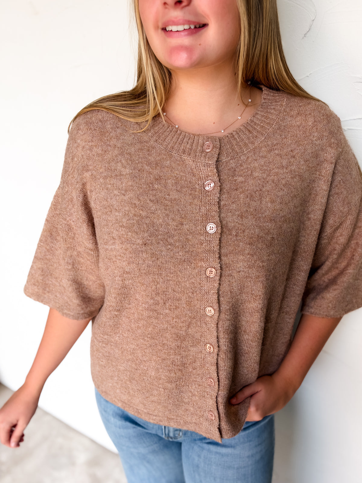Let's Have Fun Solid Button Down Cardigan- Mocha