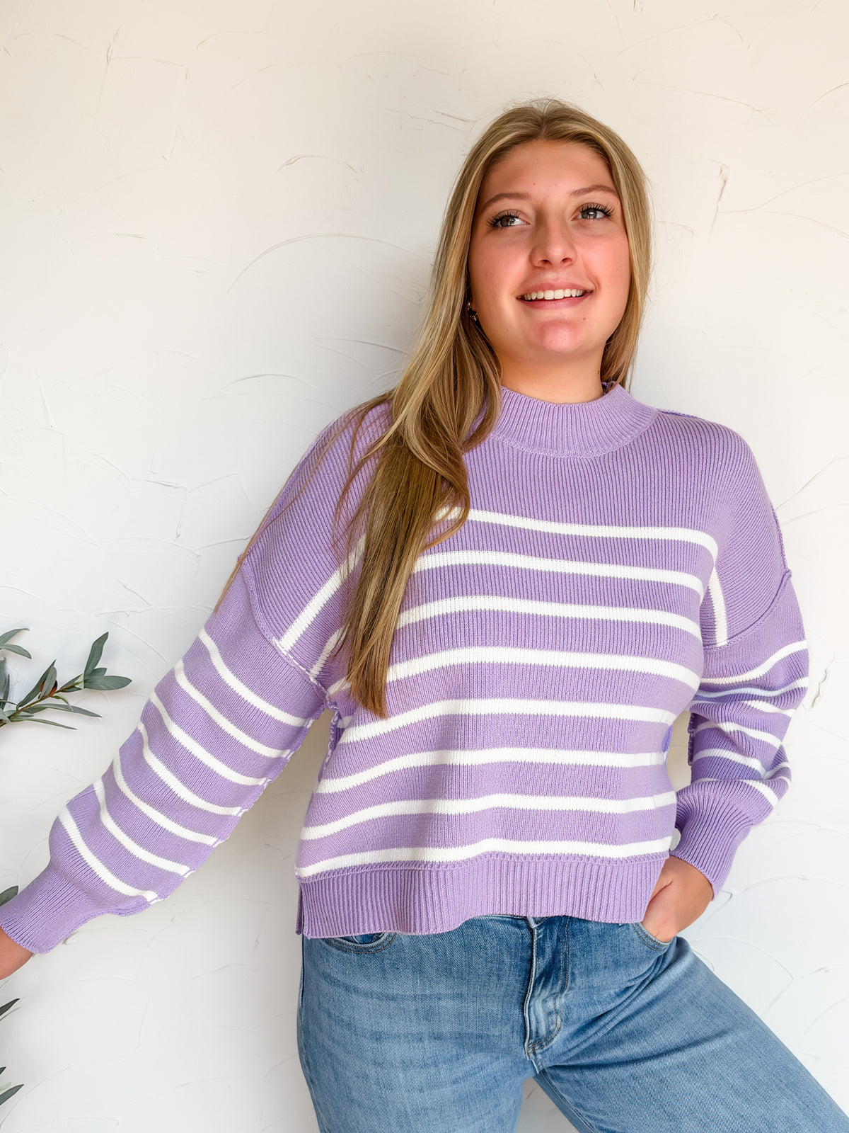 It's A Good Call Lavender Striped Top