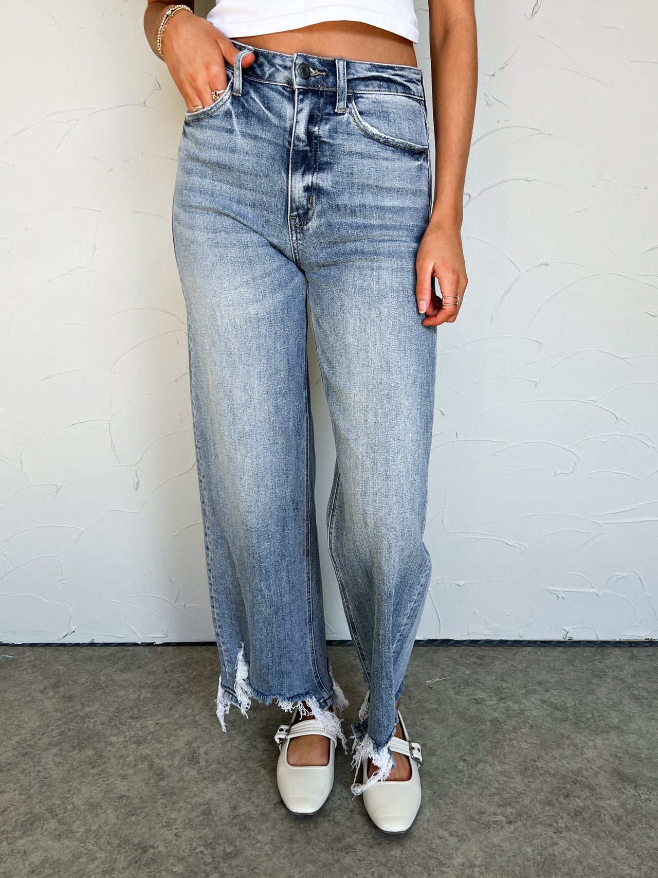 Walk Into My Life Asymmetric Hem Jeans