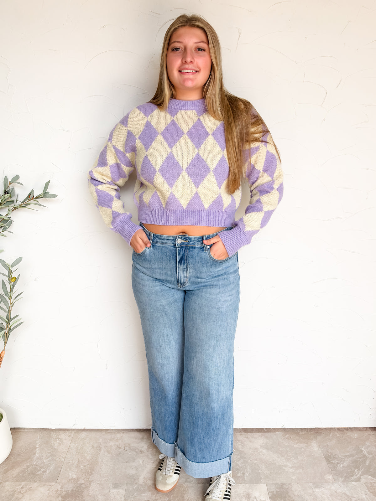 Drama Queen Argyle Checkered Sweater