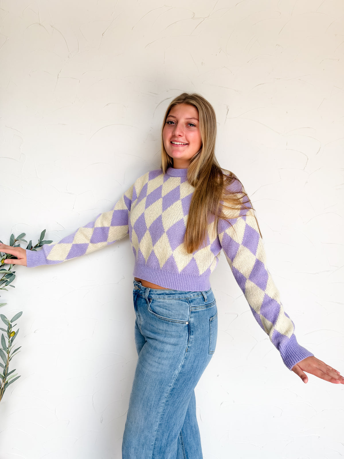 Drama Queen Argyle Checkered Sweater