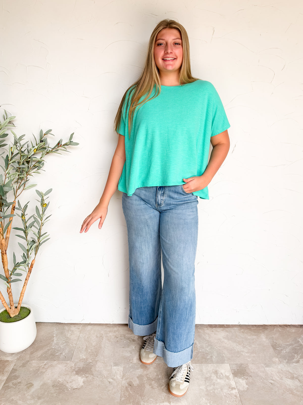 On My Own Oversized Boxy Top- Mint
