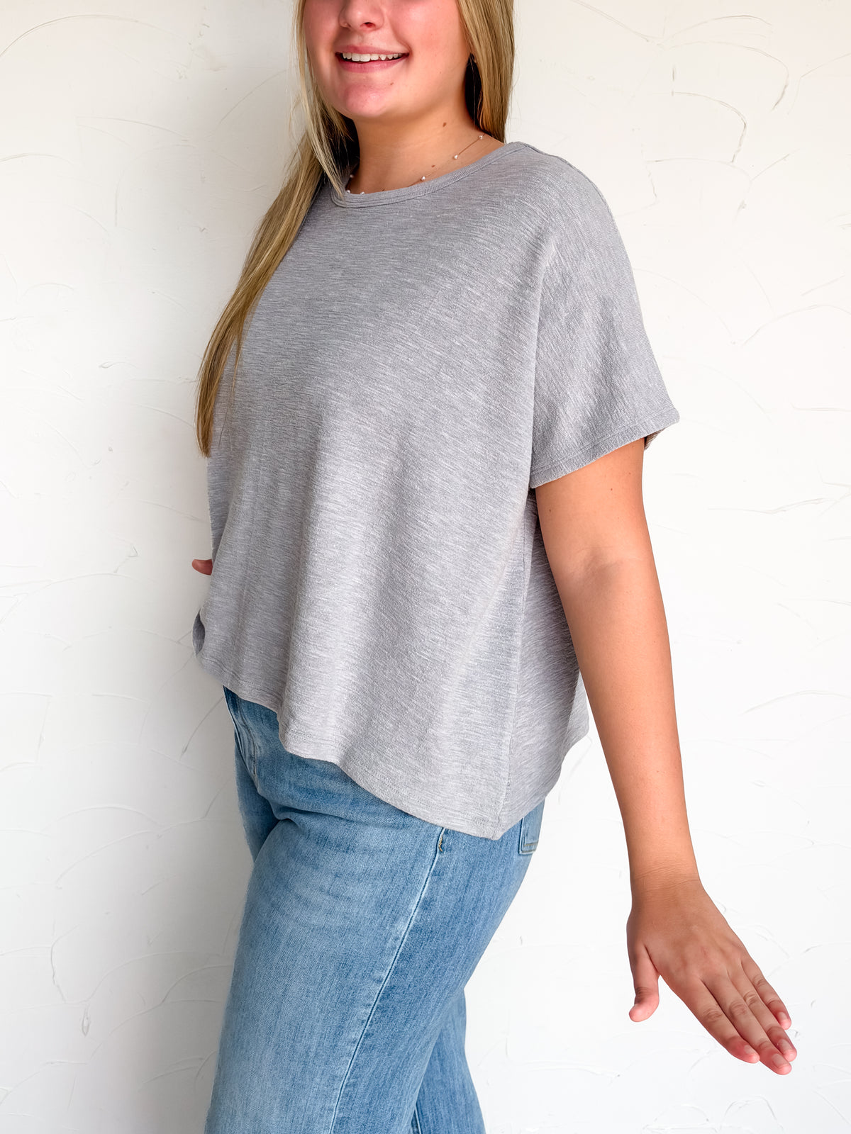 Secretly In Love Exposed Seam Boxy Top - H Grey