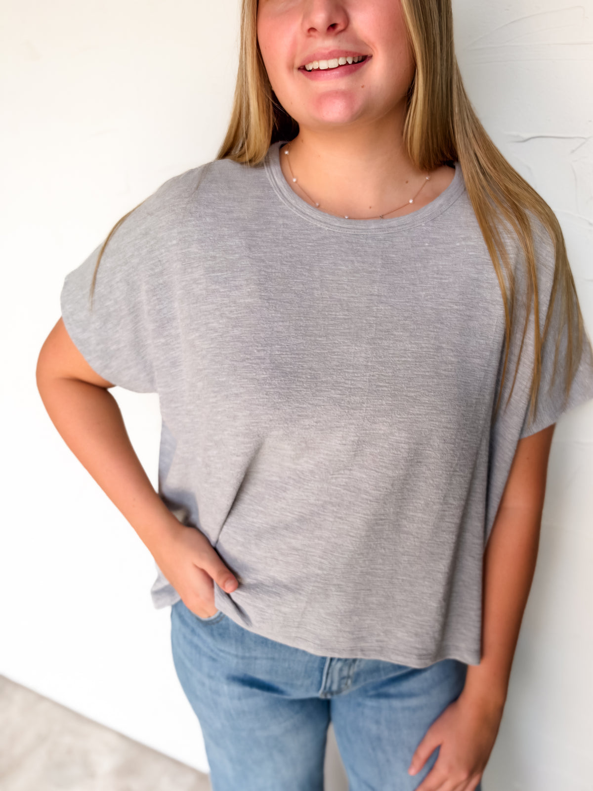 On My Own Oversized Boxy Top - Heather Grey