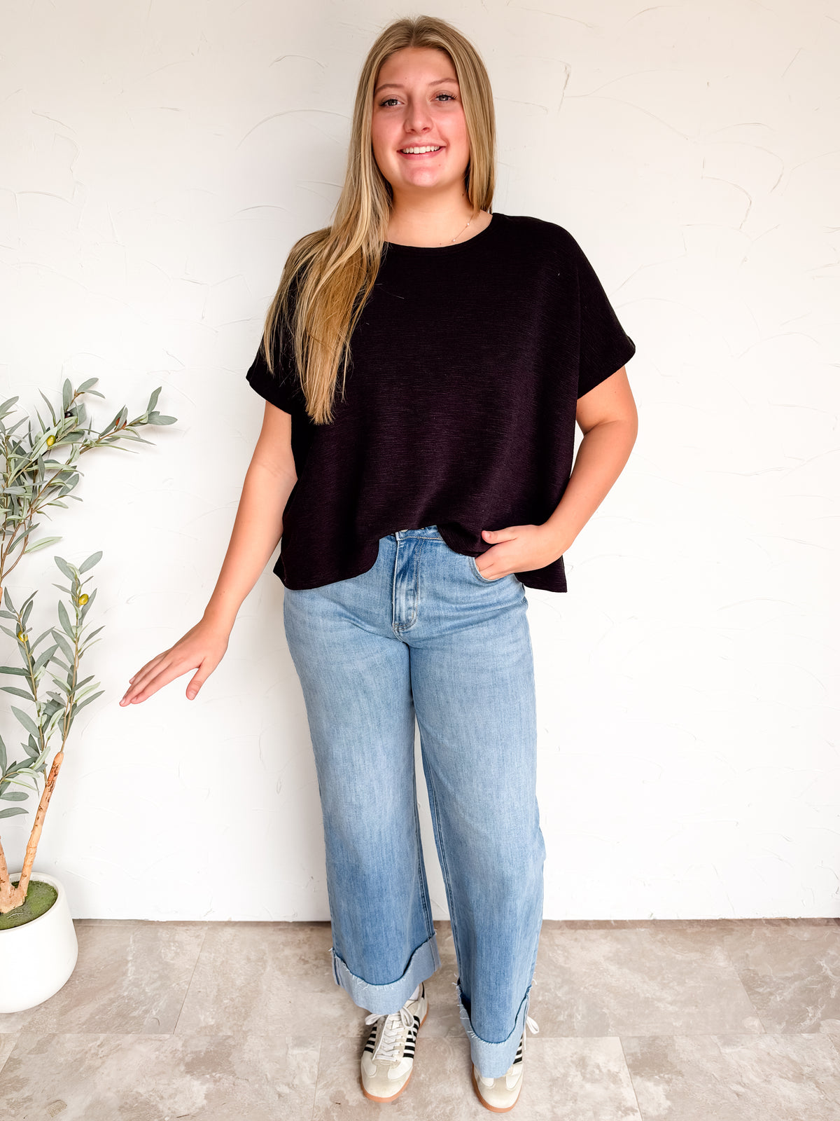On My Own Oversized Boxy Top- Black