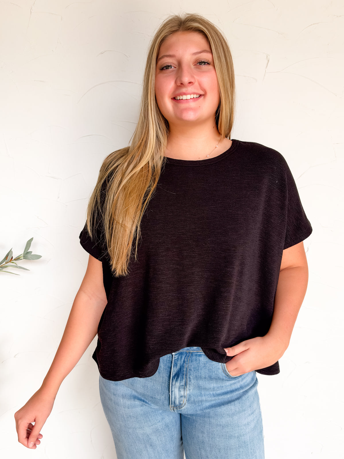 On My Own Oversized Boxy Top- Black