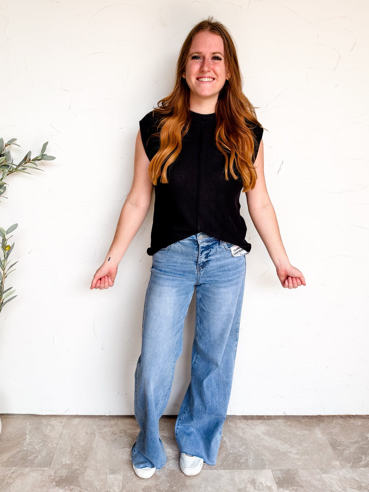 Next Best Thing Center Seam Sleeveless Sweater- Black