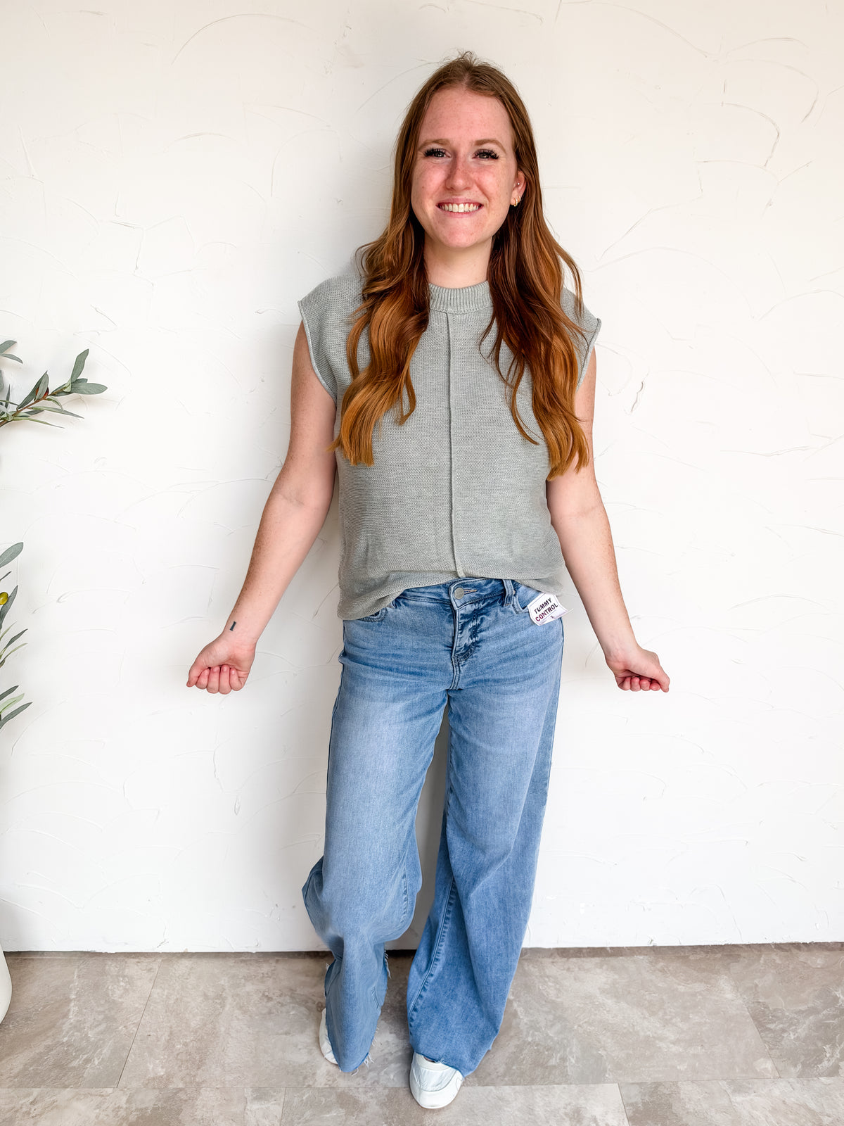 Next Best Thing Center Seam Sleeveless Sweater- H Grey