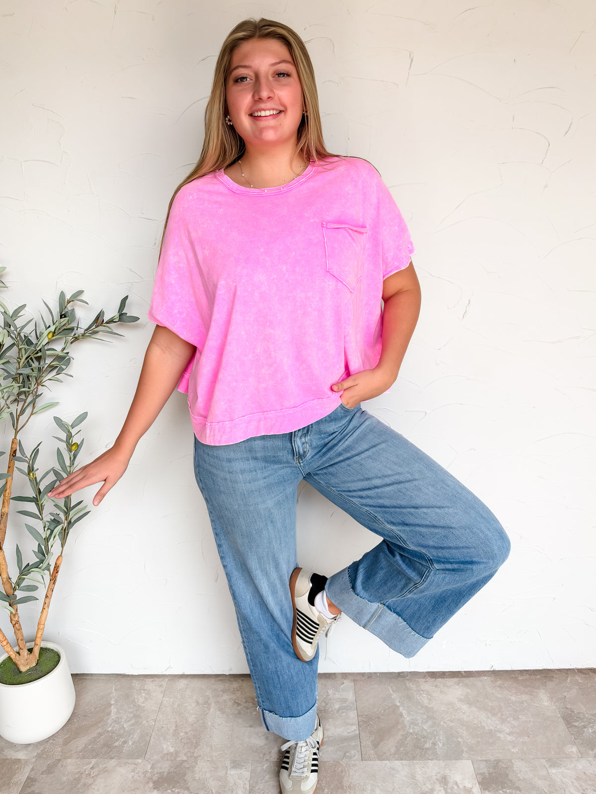 Secretly In Love Exposed Seam Boxy Top - Candy Pink