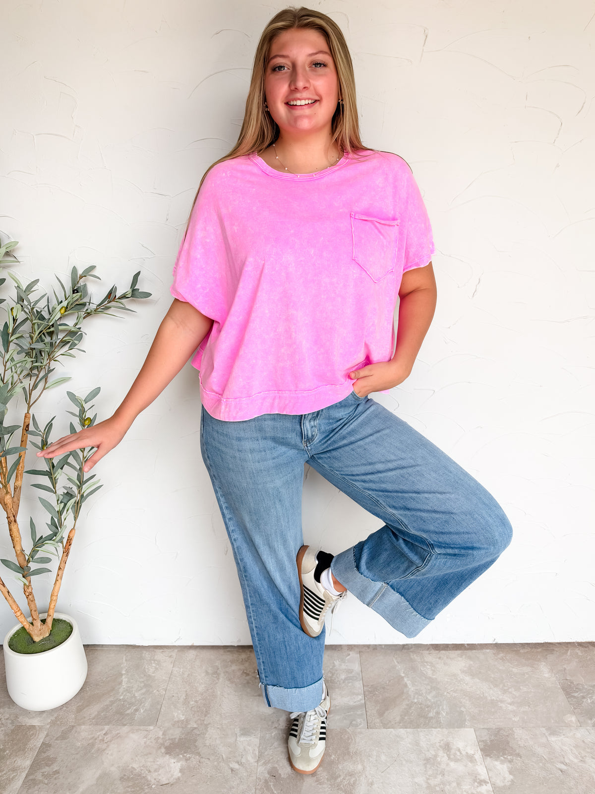 Secretly In Love Exposed Seam Boxy Top - Candy Pink
