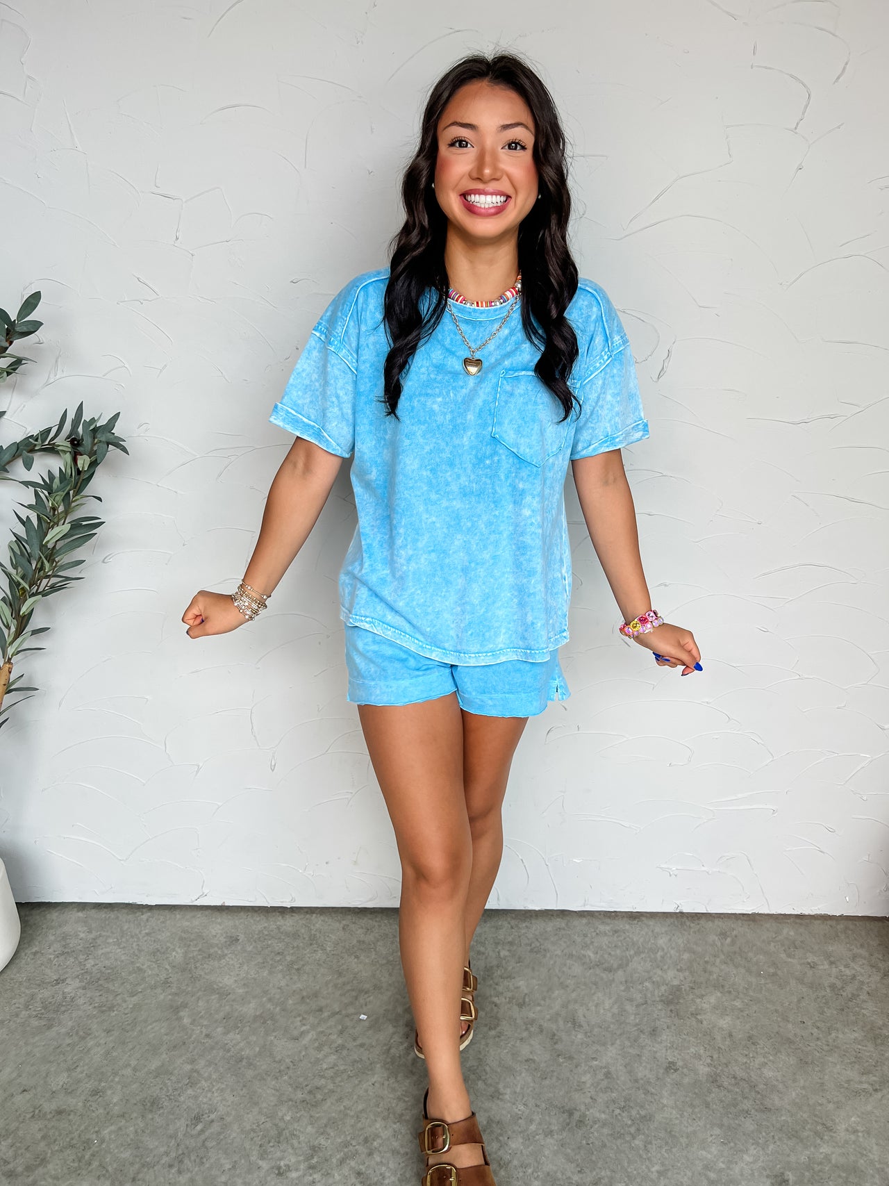 So Intrigued Halo Snow Washed Set - Sky Blue