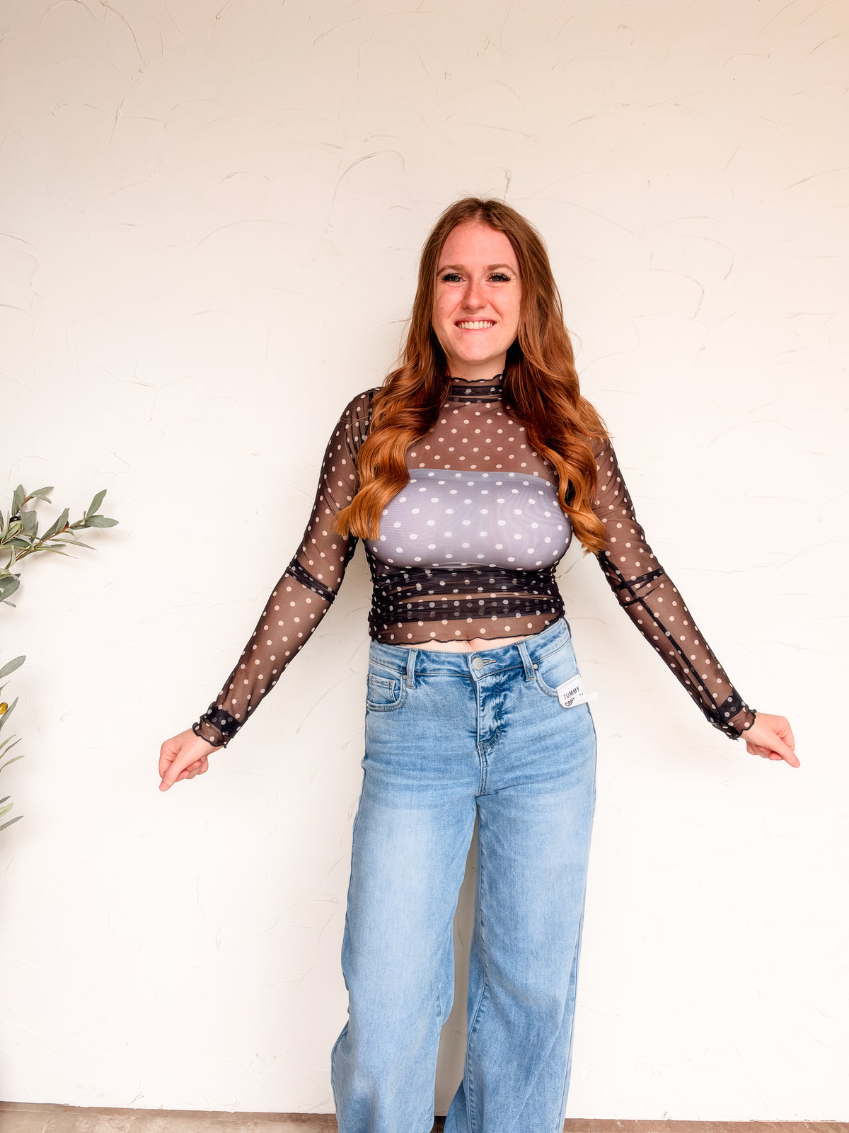 It's Up To You Polka Sheer Top