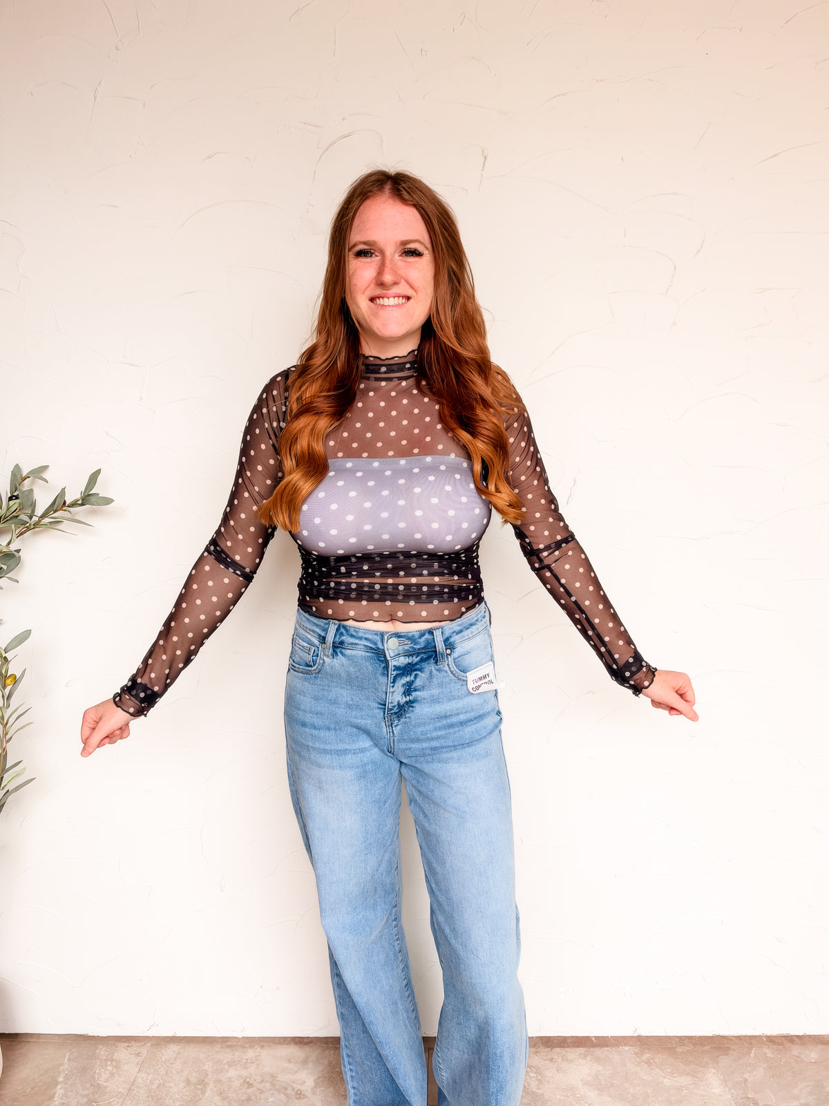 It's Up To You Polka Sheer Top