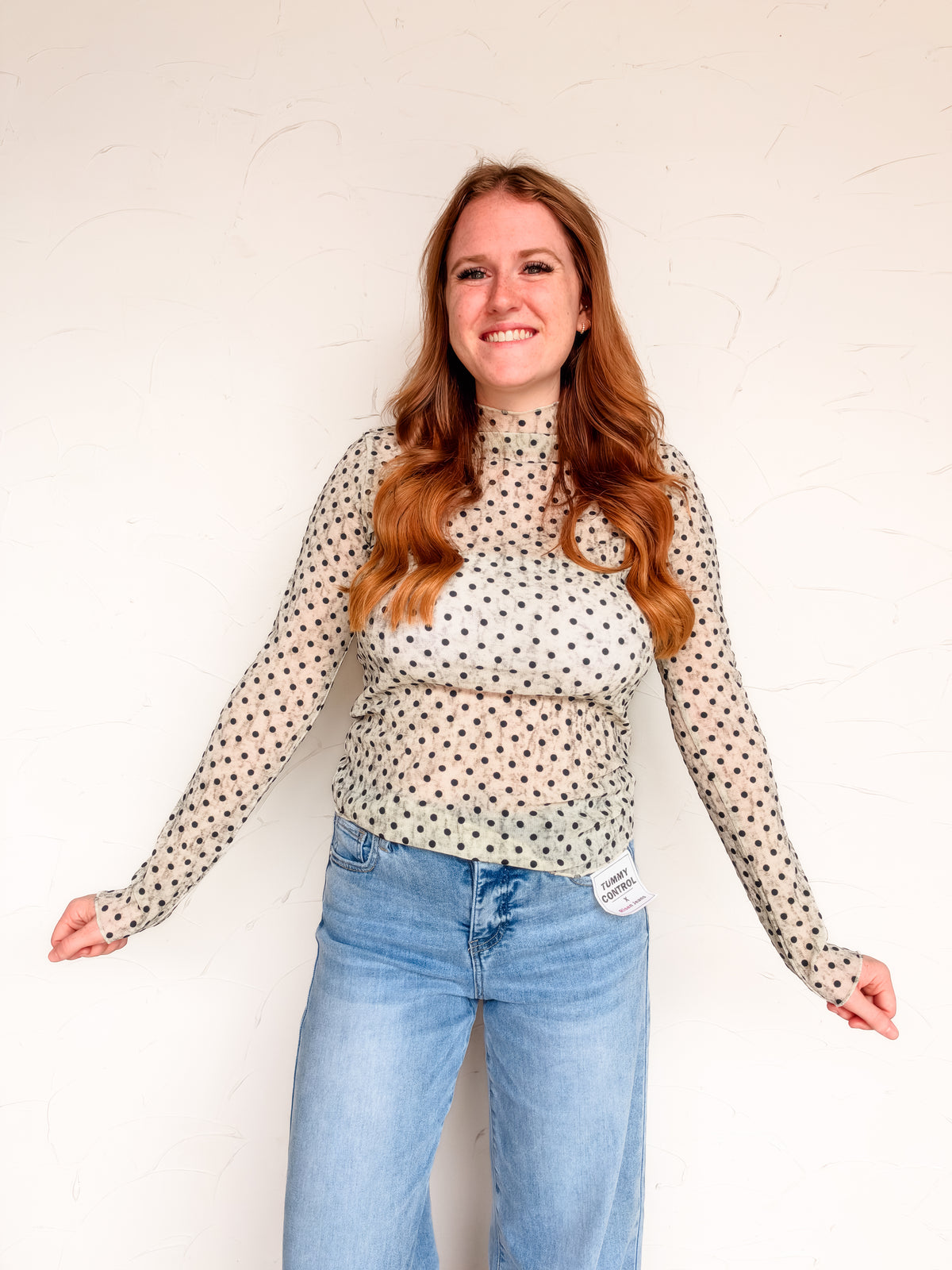 Diamond In The Rough Dot Mock Neck Top
