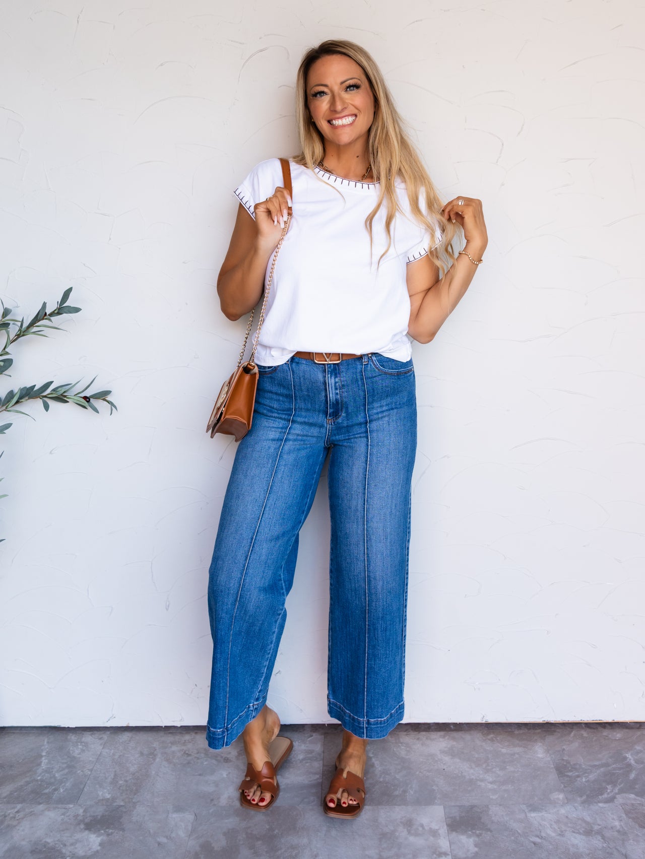On My Own Time Stitch Detailed Top- White