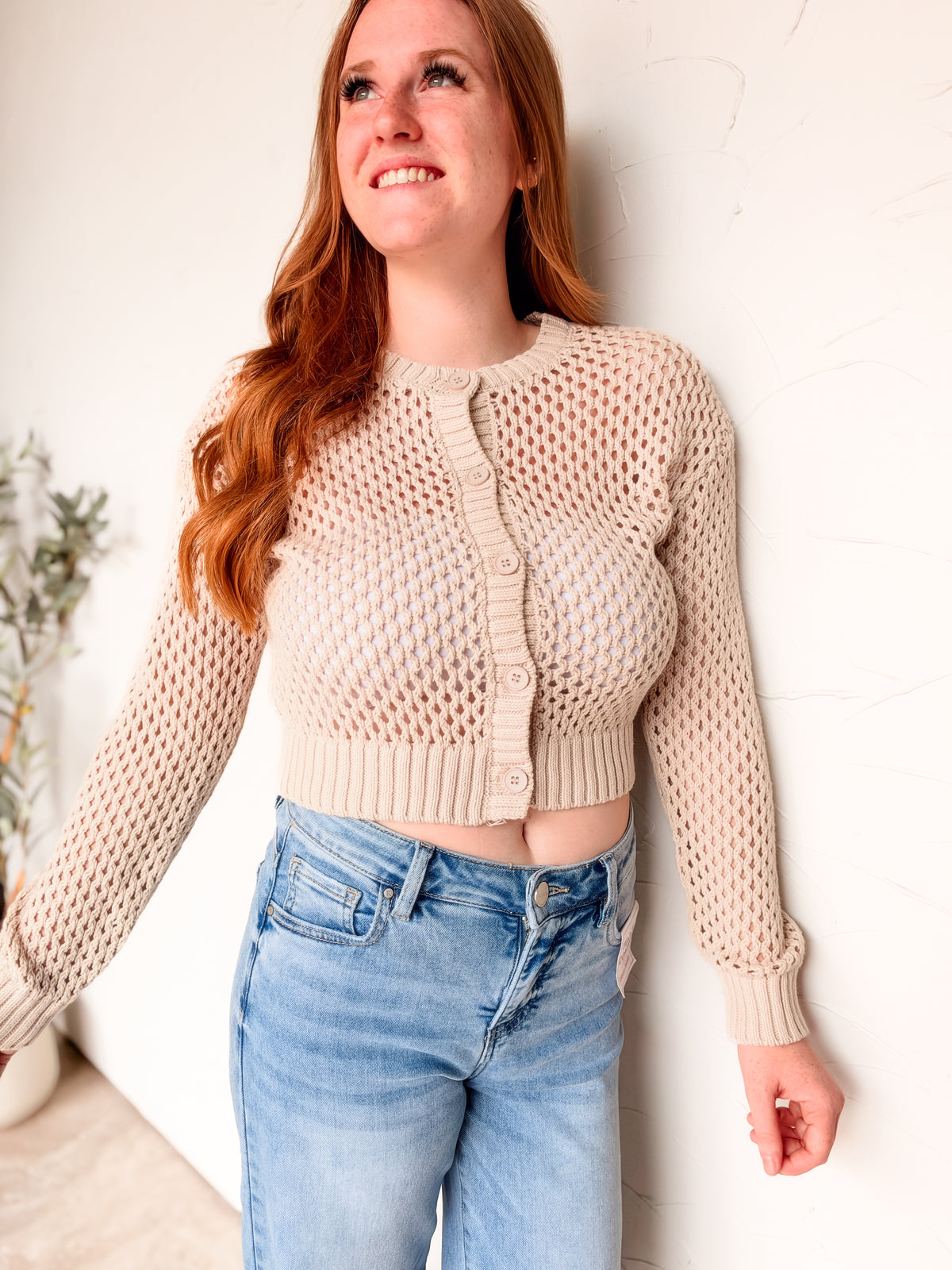 Switch It Up Crochet Cardigan- Sand Beige