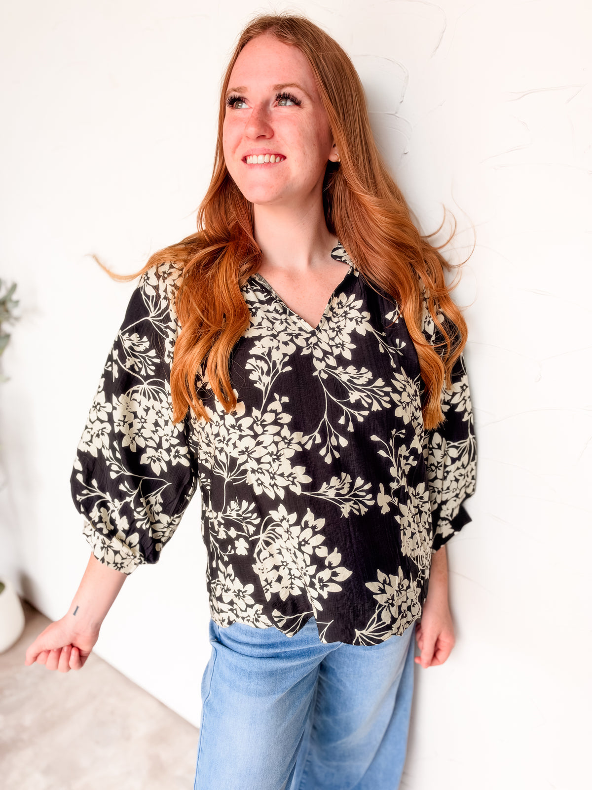Until I Found You Cherry Blossom Scallop Hem Top