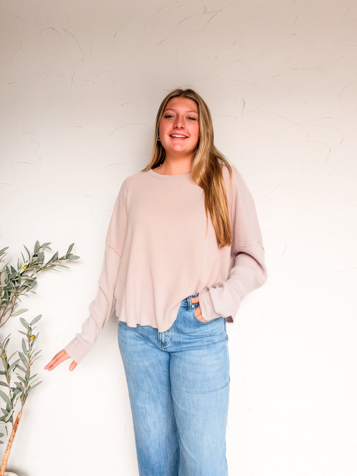 Simple Everyday Wear Mineral Washed Dropped Shoulder Top
