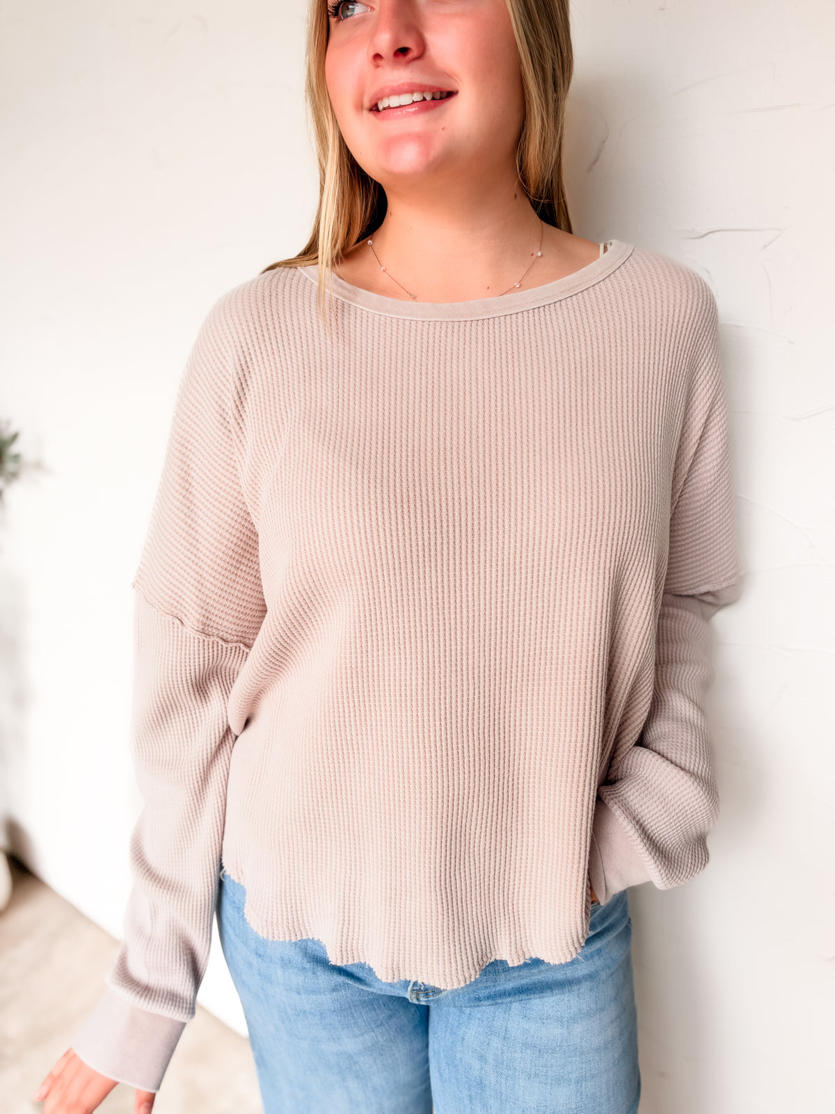 Simple Everyday Wear Mineral Washed Dropped Shoulder Top