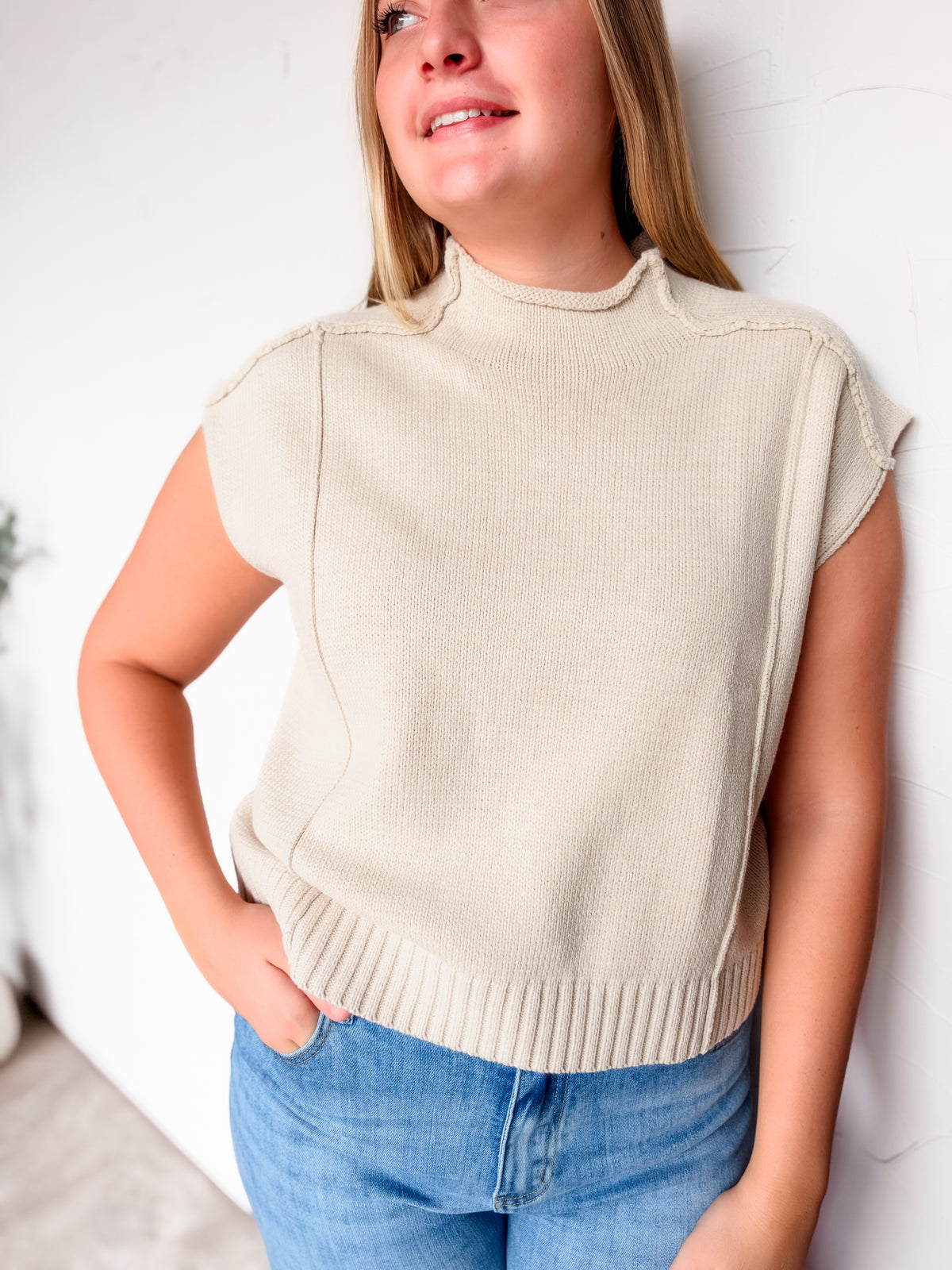 No Doubt About It Exposed Seam Knit Top