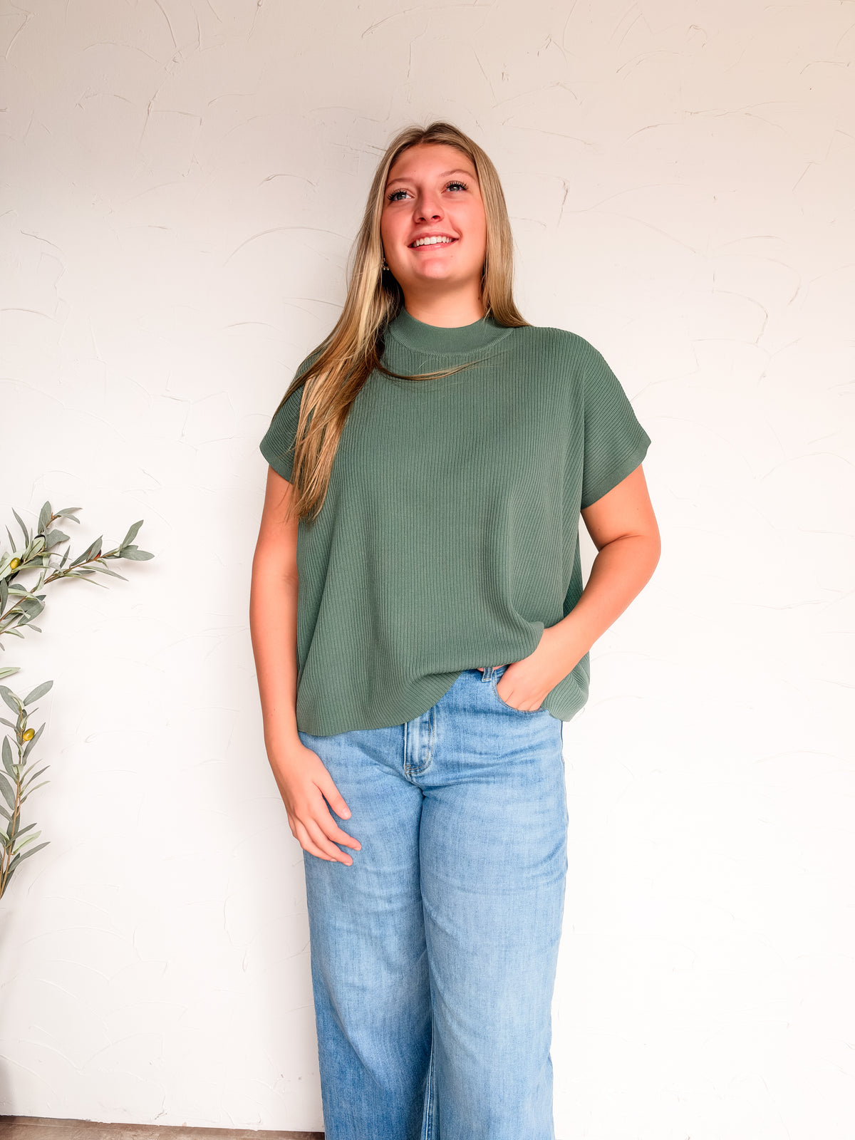 Wear It Well Mock Neck Boxy Top- Ash Jade