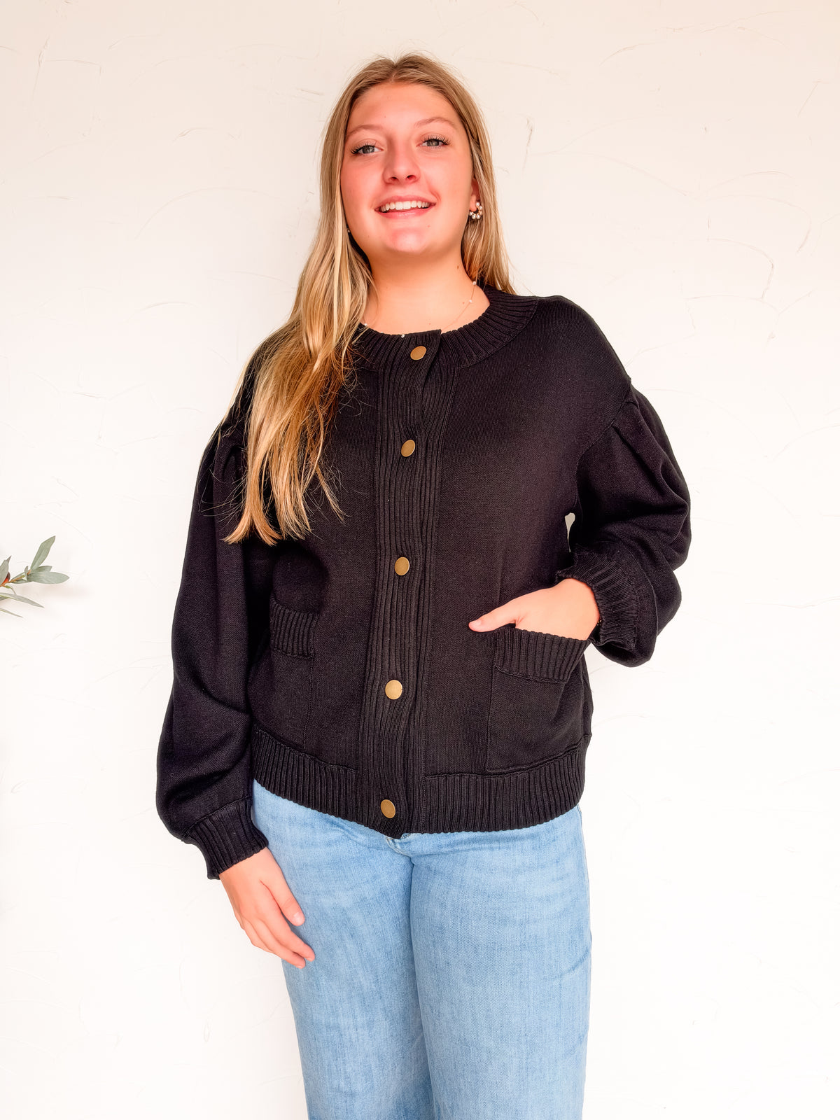 Cozy Horizon Button Up Cardigan- Black